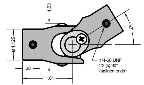 U-Joint (5/8-36 spline x 3/4-20 spline) – Kaz Tech FSAE